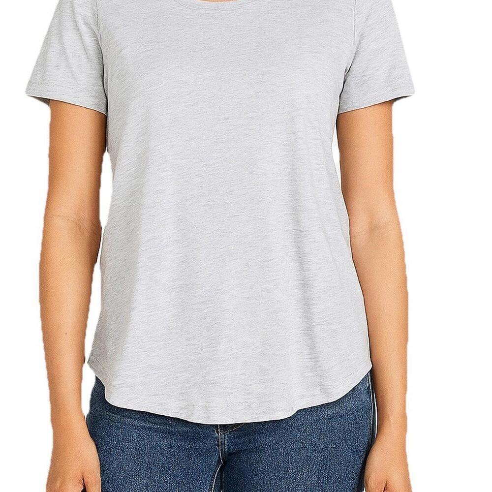 Lululemon Womens Small Heather Gray Short Sleeve Scoop Neck T-Shirt Round Hem